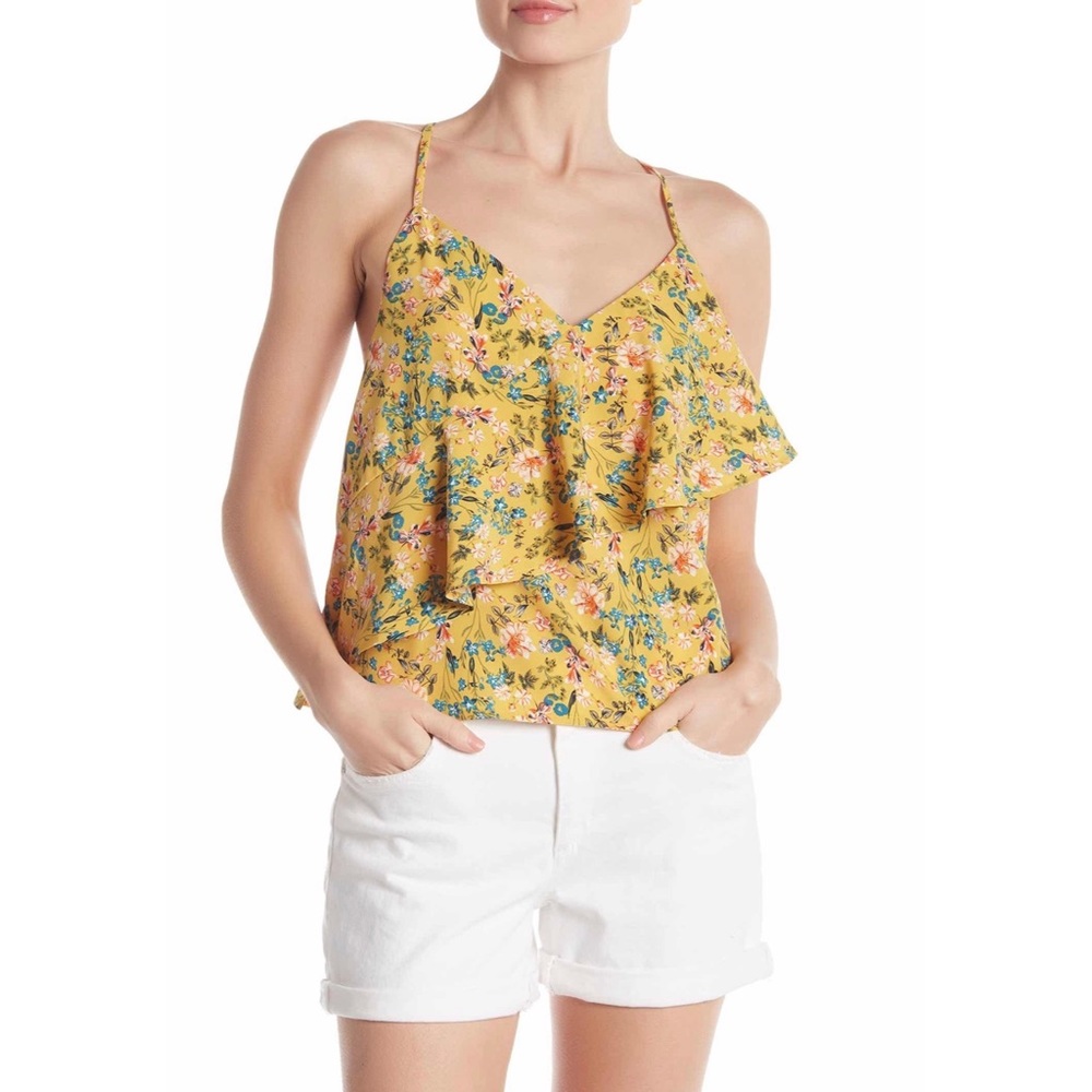 Code x Mode Floral Ruffle V-Neck Tank Top